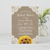 ひまわり素朴バーラップホワイトレースブライダルシャワー 招待状 (スタンド正面)