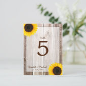 ひまわり素朴バーンウッド結婚のテーブル番号 ポストカード (スタンド正面)