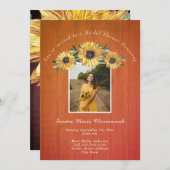 ひまわり素朴バーンウッド結婚ズブライダルシャワー 招待状 (正面/裏面)