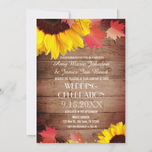 ひまわり素朴バーンウッド結婚式招待状 招待状 (正面)