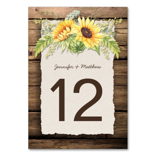 ひまわり素朴バーンドウッドデックルエッジ テーブルナンバー (正面)