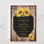 ひまわり素朴バーンドウッドブラックストリングライト 招待状 (正面)