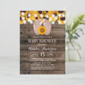 ひまわり素朴バーンドウッドベビー足ベビーシャワーI 招待状 (スタンド正面)