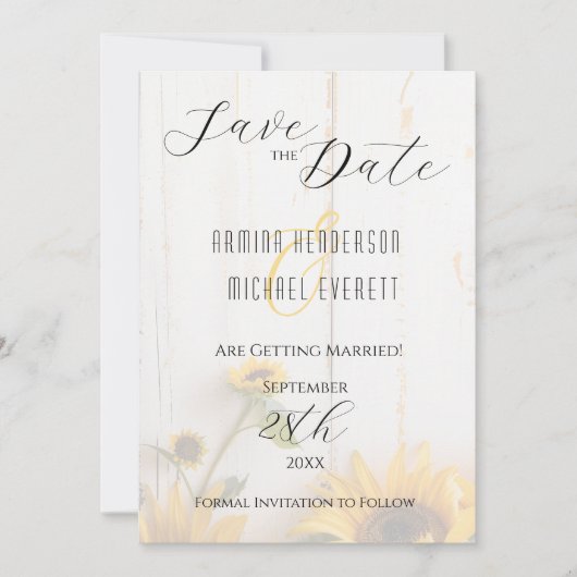 ひまわり素朴バーンドウッド写真 セーブザデート (正面)