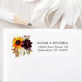 ひまわり素朴パープル3フローラ差出人住所ラ ラベル (インサイチュ)