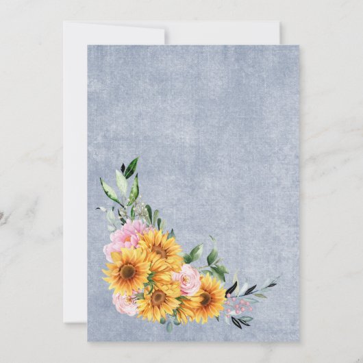 ひまわり素朴ピンクのローズ結婚アーチズ セーブザデート (裏面)