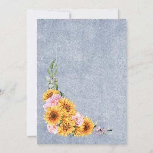 ひまわり素朴ピンクのローズ結婚アーチズ 招待状 (裏面)