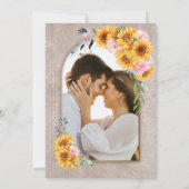 ひまわり素朴ピンクのローズ結婚アーチズ 招待状 (裏面)