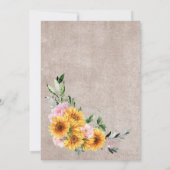 ひまわり素朴ピンクのローズ結婚アーチズ 招待状 (裏面)