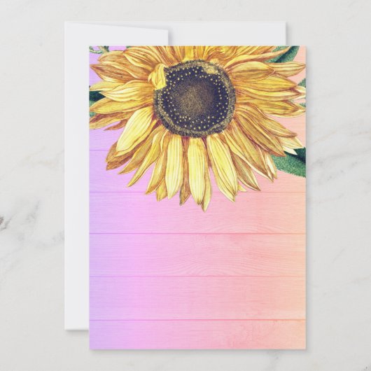 ひまわり素朴ピンクの木の女の子ベビーシャワーInvita 招待状 (裏面)