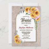 ひまわり素朴ピンクローズアーチブライダルシャワー 招待状 (正面)
