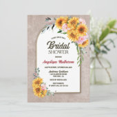 ひまわり素朴ピンクローズアーチブライダルシャワー 招待状 (スタンド正面)