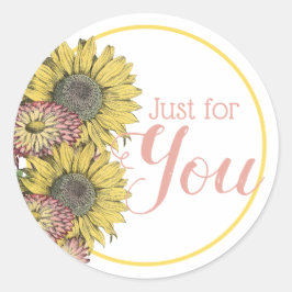 ひまわり素朴ピンク黄色ありがとう ラウンドシール