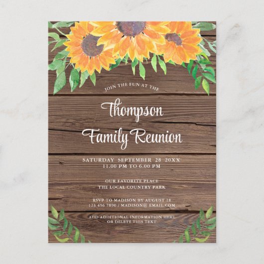 ひまわり素朴ファミリー懇親会 インビテーションポストカード (正面)