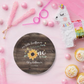 ひまわり素朴ファースト誕生日フローラ ペーパープレート (パーティー)