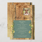 ひまわり素朴フォトセージブライダルシャワー 招待状 (正面/裏面)