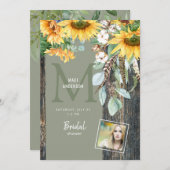 ひまわり素朴フォトセージブライダルシャワー 招待状 (正面/裏面)