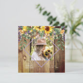 ひまわり素朴フォトブライダルシャワーウッド 招待状 (スタンド正面)