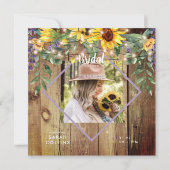 ひまわり素朴フォトブライダルシャワーウッド 招待状 (正面)
