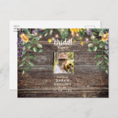 ひまわり素朴フォトブライダルシャワー招待 ポストカード (正面/裏面)