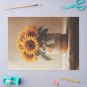 ひまわり素朴フラワーズバーラップメイソンJARデコップページ 薄葉紙 (クラフト)