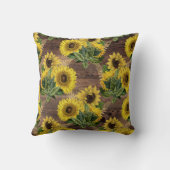 ひまわり素朴フラワーズブーケファームハウスヴィンテージブラウン クッション (裏面)