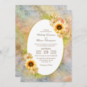 ひまわり素朴フローラと金ゴールドフレ結婚ーム 招待状 (正面/裏面)