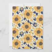 ひまわり素朴フローライエローブルー結婚スクリプト 招待状 (裏面)
