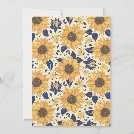 ひまわり素朴フローライエローブルー結婚スクリプト 招待状 (裏面)