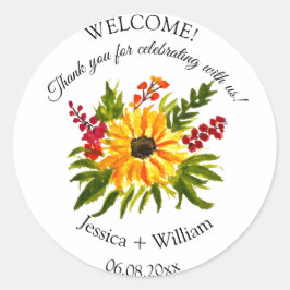 ひまわり素朴フローラウォーター結婚カラー ラウンドシール
