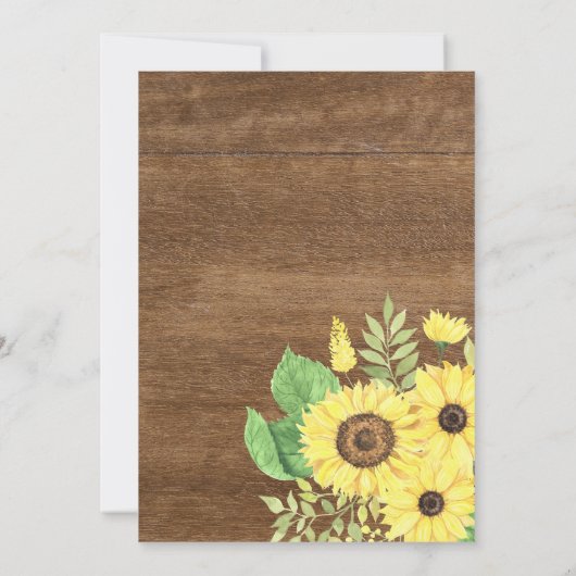 ひまわり素朴フローラウッドサマーファースト誕生日 招待状 (裏面)