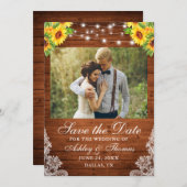 ひまわり素朴フローラウッドストリングライト写真 セーブザデート (正面/裏面)