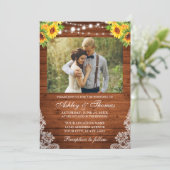 ひまわり素朴フローラウッドストリングライト写真 招待状 (スタンド正面)