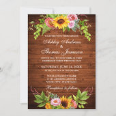 ひまわり素朴フローラウッドフォ結婚トズ 招待状 (正面)