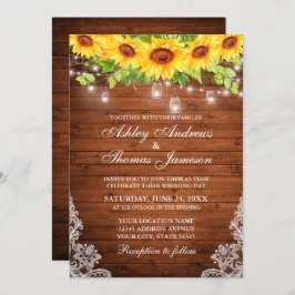 ひまわり素朴フローラウッドメイソンジャイルライトレース 招待状