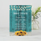 ひまわり素朴フローラティール(緑がかった色)バーンブライダルシャワー 招待状 (スタンド正面)