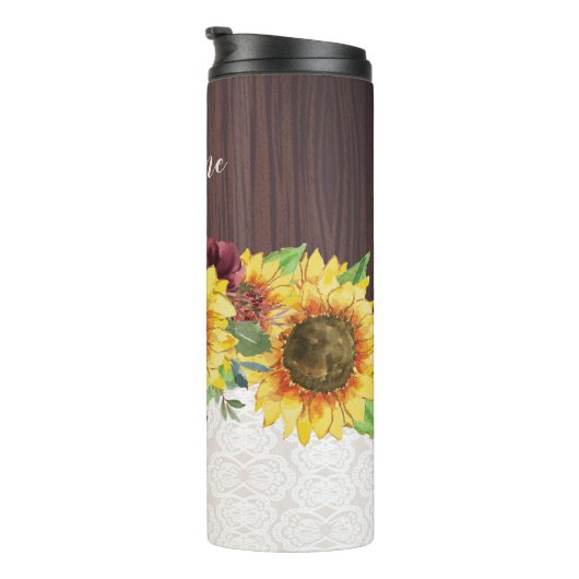 ひまわり素朴フローラパーソナライズされた名 タンブラー (回転右)