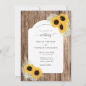 ひまわり素朴フローラフレームウッドエレガントな結婚式 招待状 (正面)