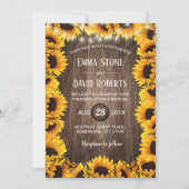 ひまわり素朴フローラフレーム夏結婚の 招待状 (正面)