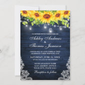 ひまわり素朴フローラブルーウッドジャイルライトレース 招待状 (正面)