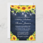 ひまわり素朴フローラブルーウッドメイソンジャールライト 招待状 (正面)