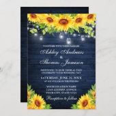 ひまわり素朴フローラブルーウッドメイソンジャールライト 招待状 (正面/裏面)