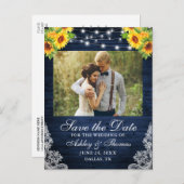 ひまわり素朴フローラブルーウッドライトフォト 案内ポストカード (正面/裏面)