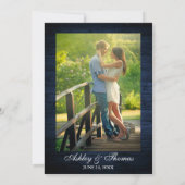 ひまわり素朴フローラブルーウッド結婚写真 招待状 (裏面)