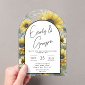 ひまわり素朴フローラブーケ結婚ーズ アクリル招待状 (インサイチュ (ポータブル))