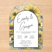 ひまわり素朴フローラブーケ結婚ーズ アクリル招待状 (正面)