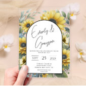 ひまわり素朴フローラブーケ結婚ーズ アクリル招待状