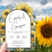 ひまわり素朴フローラブーケ結婚ーズ アクリル招待状