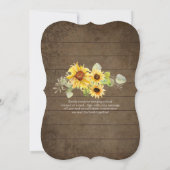 ひまわり素朴フローラホワイトカボチャ赤ちゃんシャワー 招待状 (裏面)