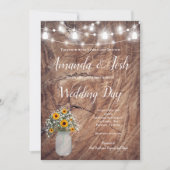 ひまわり素朴フローラメイスンジャカントリー結婚式 招待状 (正面)